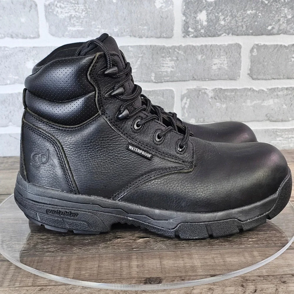 Gravity Defyer Vincent Waterproof Leather Work Boots‎ Slip Resistant Men's 9.5